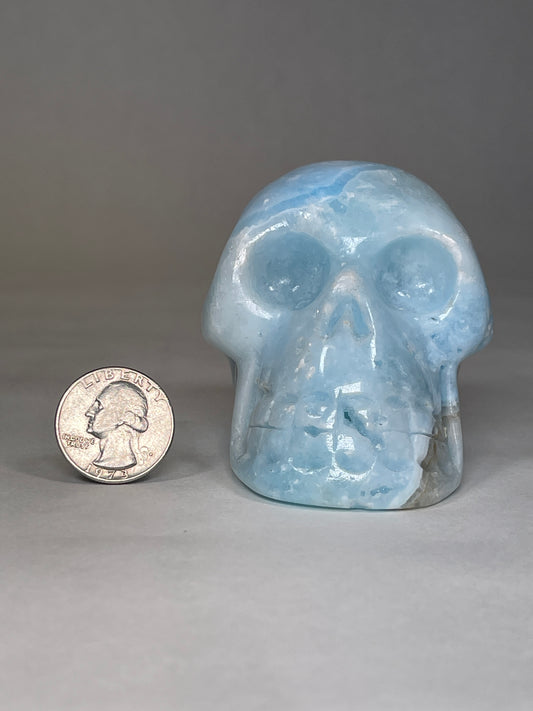 Blue Aragonite Skull