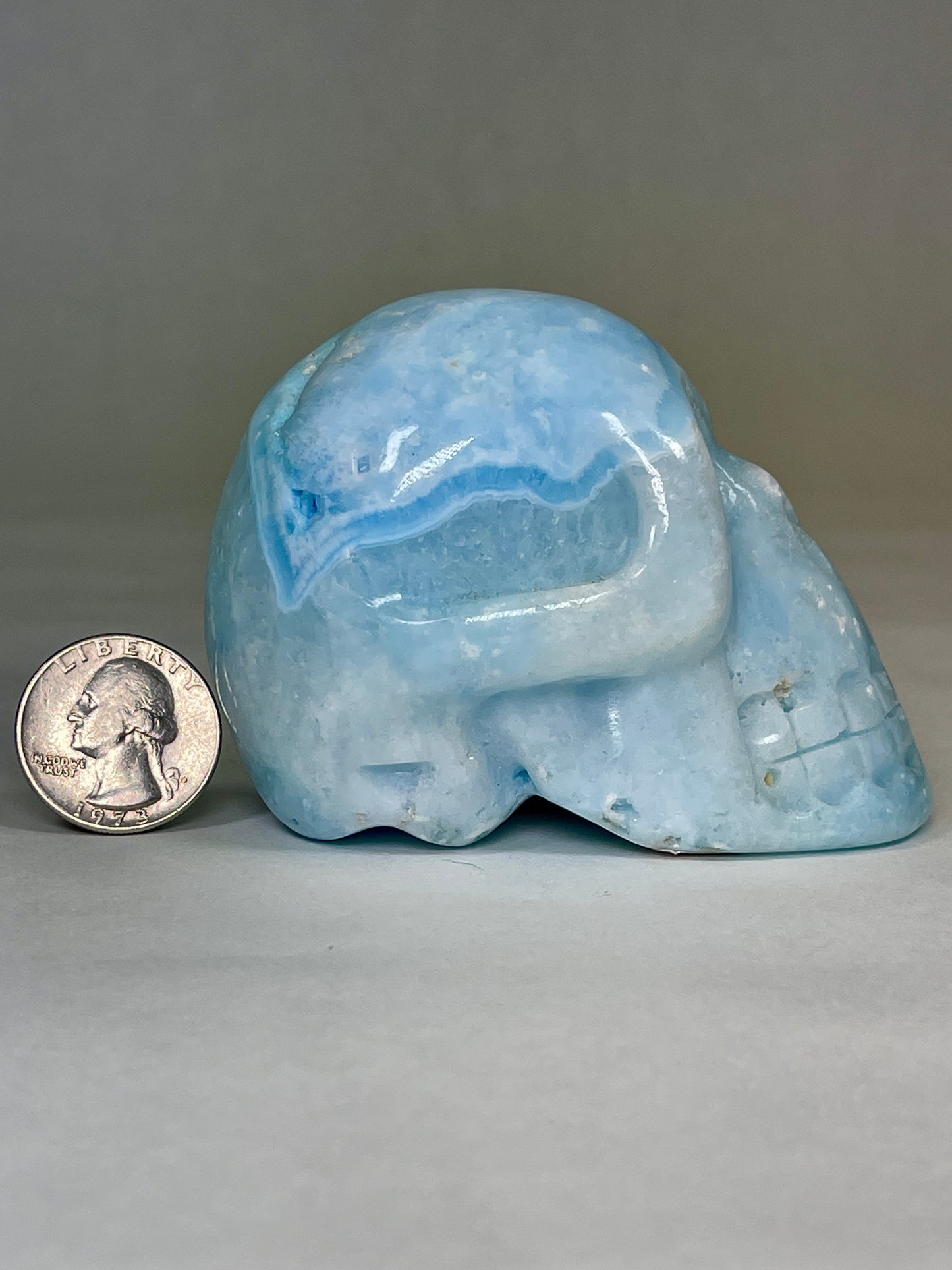 Blue Aragonite Skull